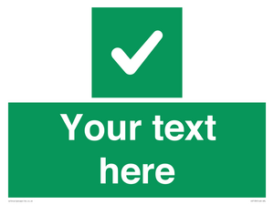 Custom green background, green square with tick sign